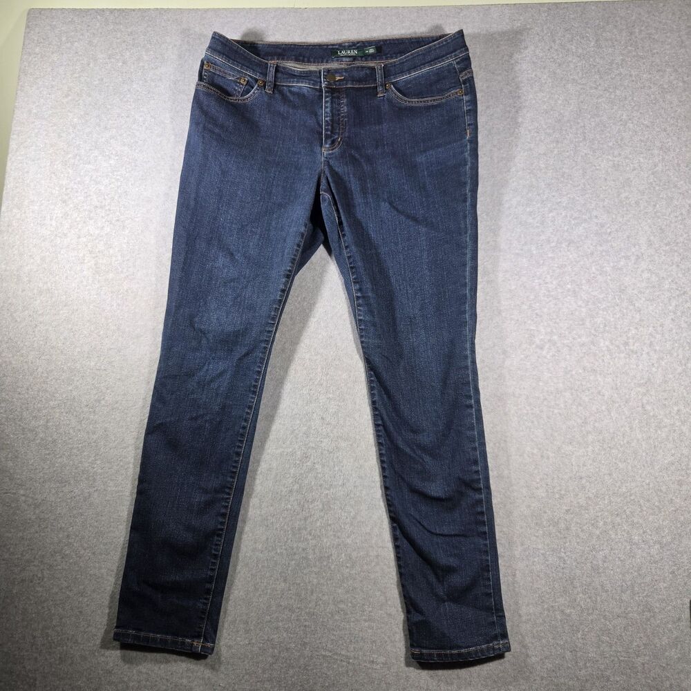 Lauren Ralph Lauren Womens Skinny Jeans Dark Wash Slimming Denim Size 14 Regular